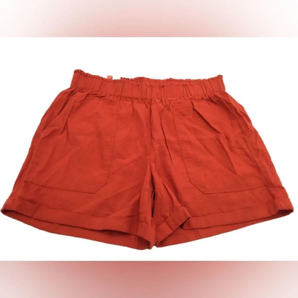 Briggs New York High Waist Linen Blend Rust Shorts